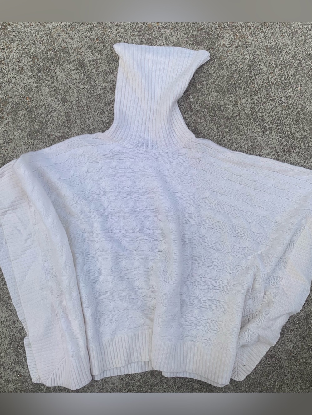 Polo by Ralph Lauren Cream Cable-Knit Turtleneck Poncho Sweater XS Wool Cashmere